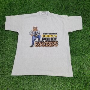 Vintage 90s Dog Shirt M/L 21x26 Gray Montgomery County Police